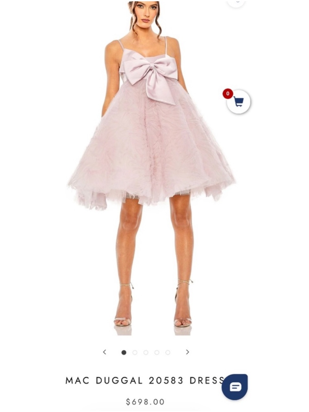 Mac Duggal Pale Pink Tulle Bow-Front Party Dress